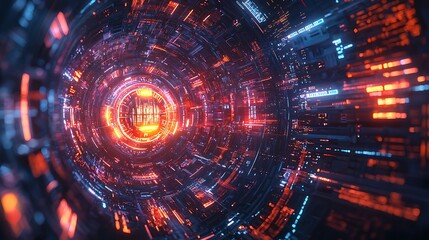 Fototapeta premium Sci fi vortex with digital information flow high resolution picture