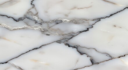 Close up of white marble texture featuring dark veins creating a natural stone pattern