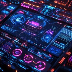 Fototapeta premium Sci-fi holographic system screen design high resolution picture