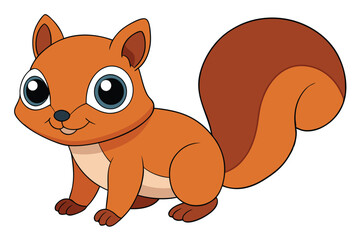 Animated Orange Squirrel with Big Eyes and Bushy Tail Cartoon Illustration