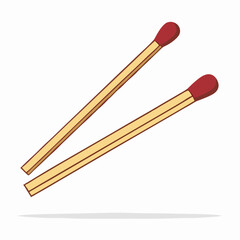 Two Wooden Matches with Red Tips, Isolated