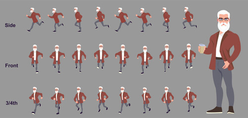 businessman running animation, run cycle animation sprite sheet, frame by frame run animation
