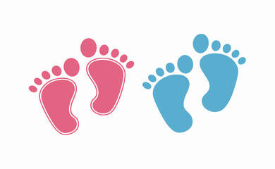Pink and Blue Baby Footprints: Gender Reveal Illustration