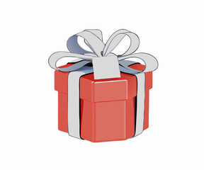 Red Gift Box with White Ribbon: 3D Rendered Present