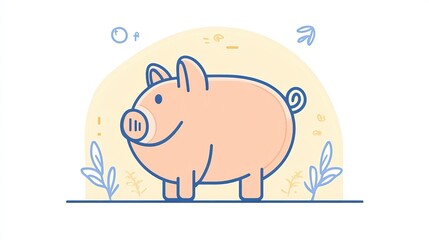 High-resolution piggy bank icon plain background text