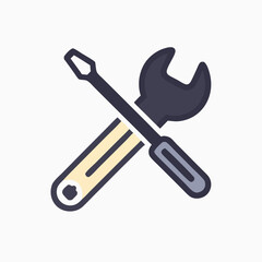 Screwdriver and Wrench Icon: Repair Tools Graphic