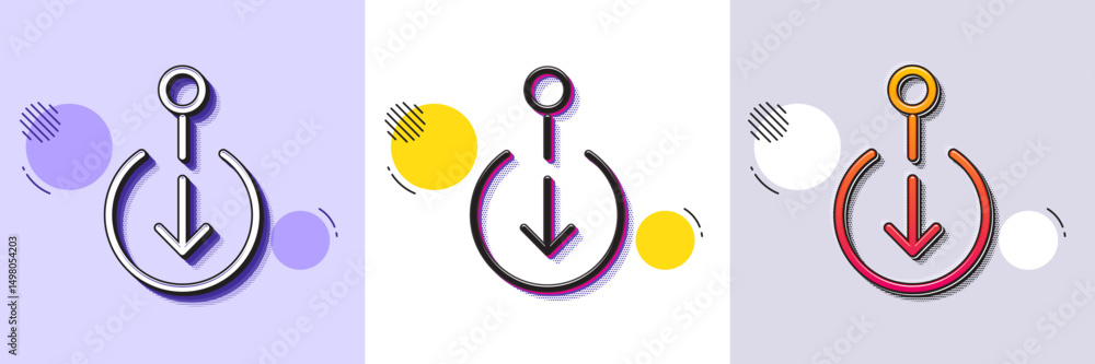 Poster scroll down arrow line icon. halftone dotted pattern. gradient icon with grain shadow. scrolling scr