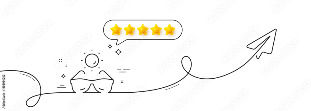 Poster sunglasses line icon. continuous line with share plane. sun eyewear sign. protection glasses symbol.