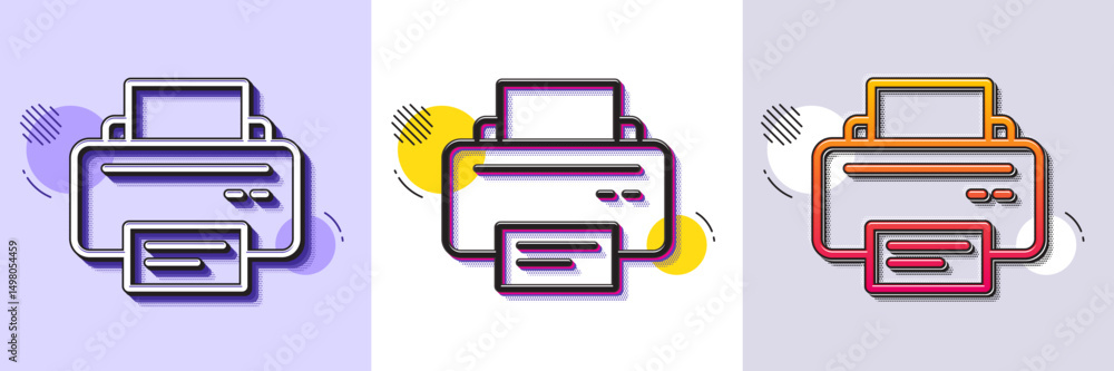 Poster printer icon. halftone dotted pattern. gradient icon with grain shadow. printout electronic device s