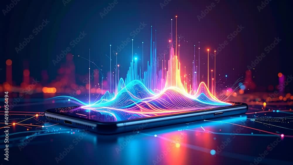 Poster abstract data visualization on mobile phone screen