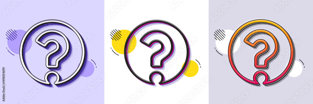 Poster question mark line icon. halftone dotted pattern. gradient icon with grain shadow. support help sign