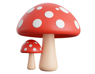 3D cartoon brown mushroom isolated on a transparent background