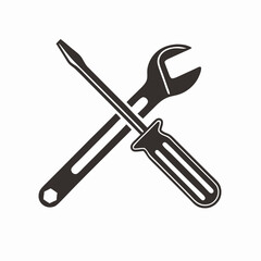 Screwdriver and Wrench Crossed, Repair Tools Icon