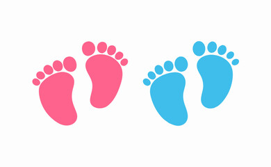 Pink and Blue Baby Footprints: Gender Reveal Icons