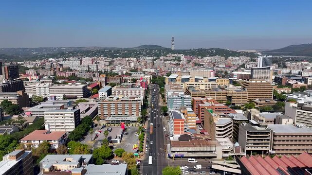 Pretoria Skyline In Pretoria Gauteng South Africa. Bustling Downtown Cityscape With Modern Buildings. Town Clouds Sky Backgrounds Urban. Backgrounds Downtown Panoramic City. Pretoria Gauteng.