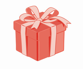 Red Gift Box with Pink Ribbon: Present Illustration