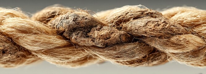 Close-up of organic hemp fibers in natural textures and golden-brown tones