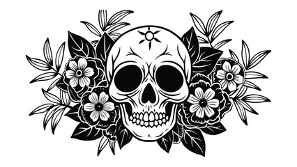 Floral Skull, Create a skull surrounded by blooming flowers