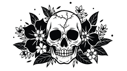 Floral Skull, Create a skull surrounded by blooming flowers