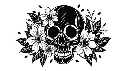 Floral Skull, Create a skull surrounded by blooming flowers