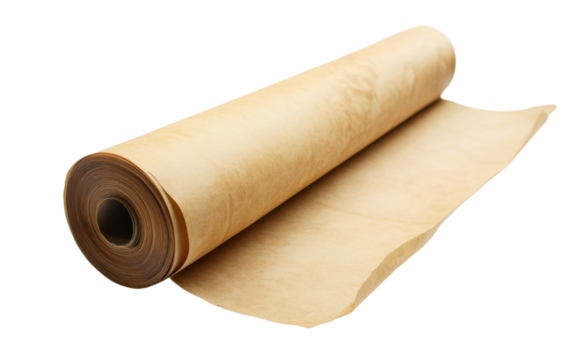 Roll of brown paper is on a white background