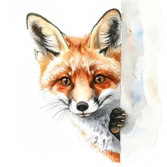 Obraz premium A curious fox peering from around a corner.