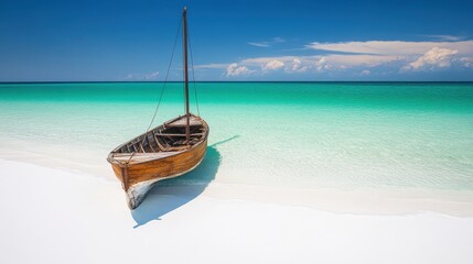 Fototapeta premium Old boat on tropical beach