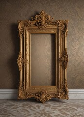Ornate frames against luxurious damask fabric ,  classic,  backdrop,  illustration