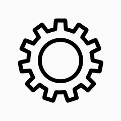 Simple Black Gear Icon, Cogwheel, Machine Part
