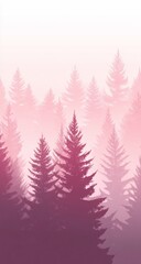Obraz premium Pink Misty Forest Silhouette.