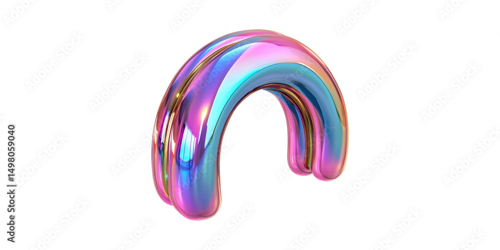 Poster colorful iridescent abstract shape. modern art and design concept isolated on transparent background