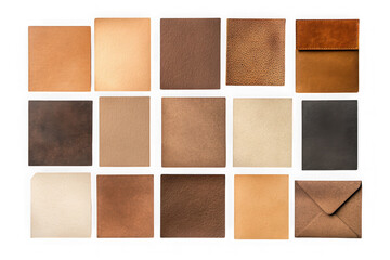 Brown leather and paper texture swatches