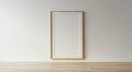 Minimalist frame mockup on white wall for artwork display and photo presentation in interior design