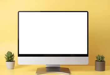 LCD TV monitor mockup with a blank white screen display, Generative AI