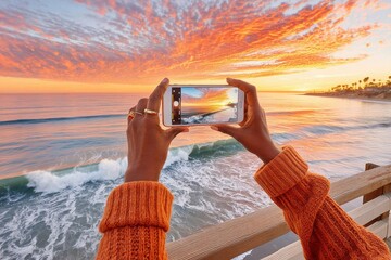 Capturing a stunning sunset over the ocean with a smartphone camera