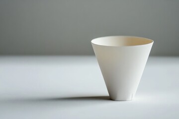 Minimalist White Conical Cup on a Neutral Background  A Study in Simple Elegance and Clean Design, Perfect for Branding, Product Photography, or Abstract Concepts.