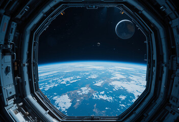 Naklejka premium A view of the Earth from the International Space Station