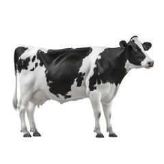 Monochrome Majesty A Striking Profile of a Black and White Cow Showcasing Its Unique Markings on a Transparent Canvas