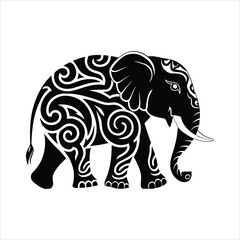 Set of Decorative Elephant Vector Icons in Various Artistic Styles