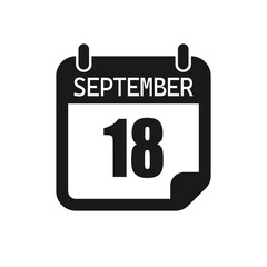 Vector icon page day calendar - 18 September month