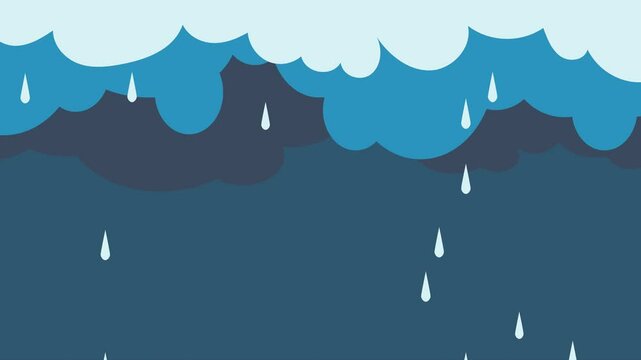 animated cloud and rain drop falling 
