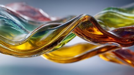 Transparent colorful fluids layer and flow with soft waves and reflections
