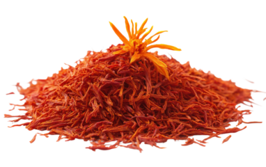 Pile of red spice with a flower on top