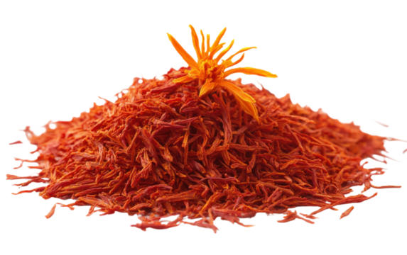 Pile of red spice with a flower on top