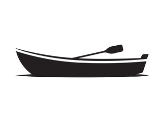 Silhouette of a Double-Oared Rowboat on Water