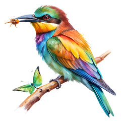 Fototapeta premium High Detailing Bright Watercolor Bee Eater Bird