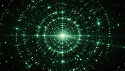 Obraz premium Green Abstract Digital Background with Light and Geometry Effects