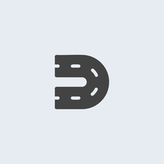 U turn road icon logo flat vector design