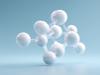 Minimal molecule links floating near bottom left on pale blue solid backdrop with ample negative space,