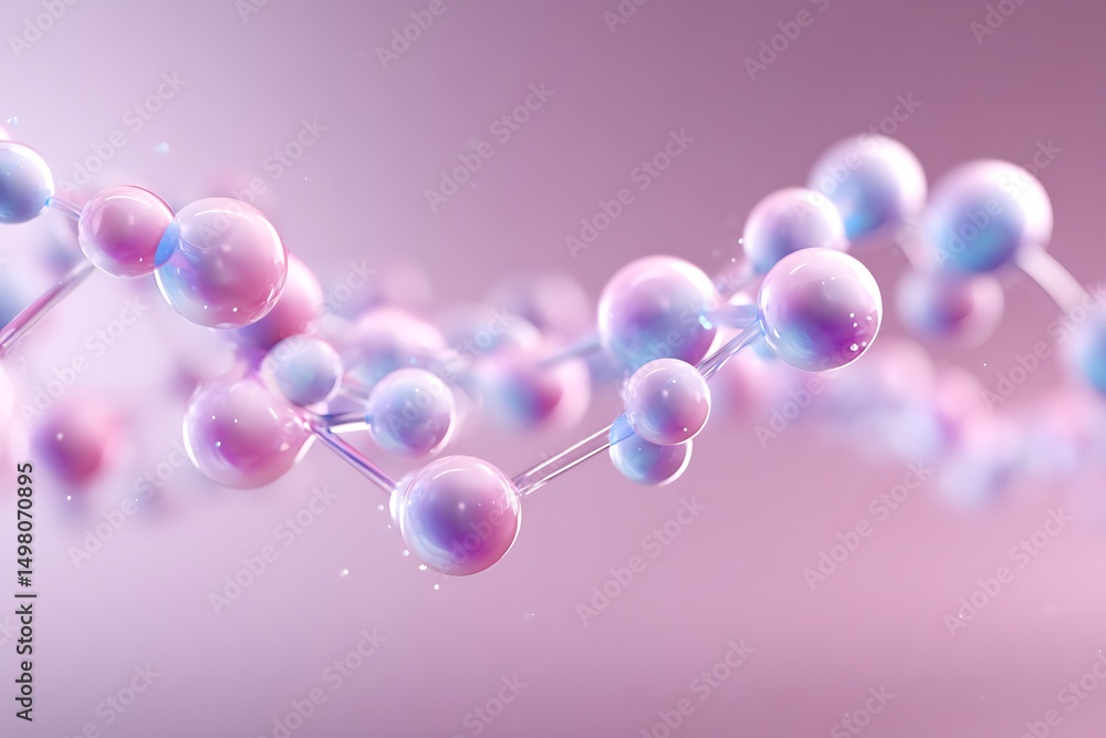 Wall mural molecular links scattered lightly across lower third with rest of image clean on pastel gradient,